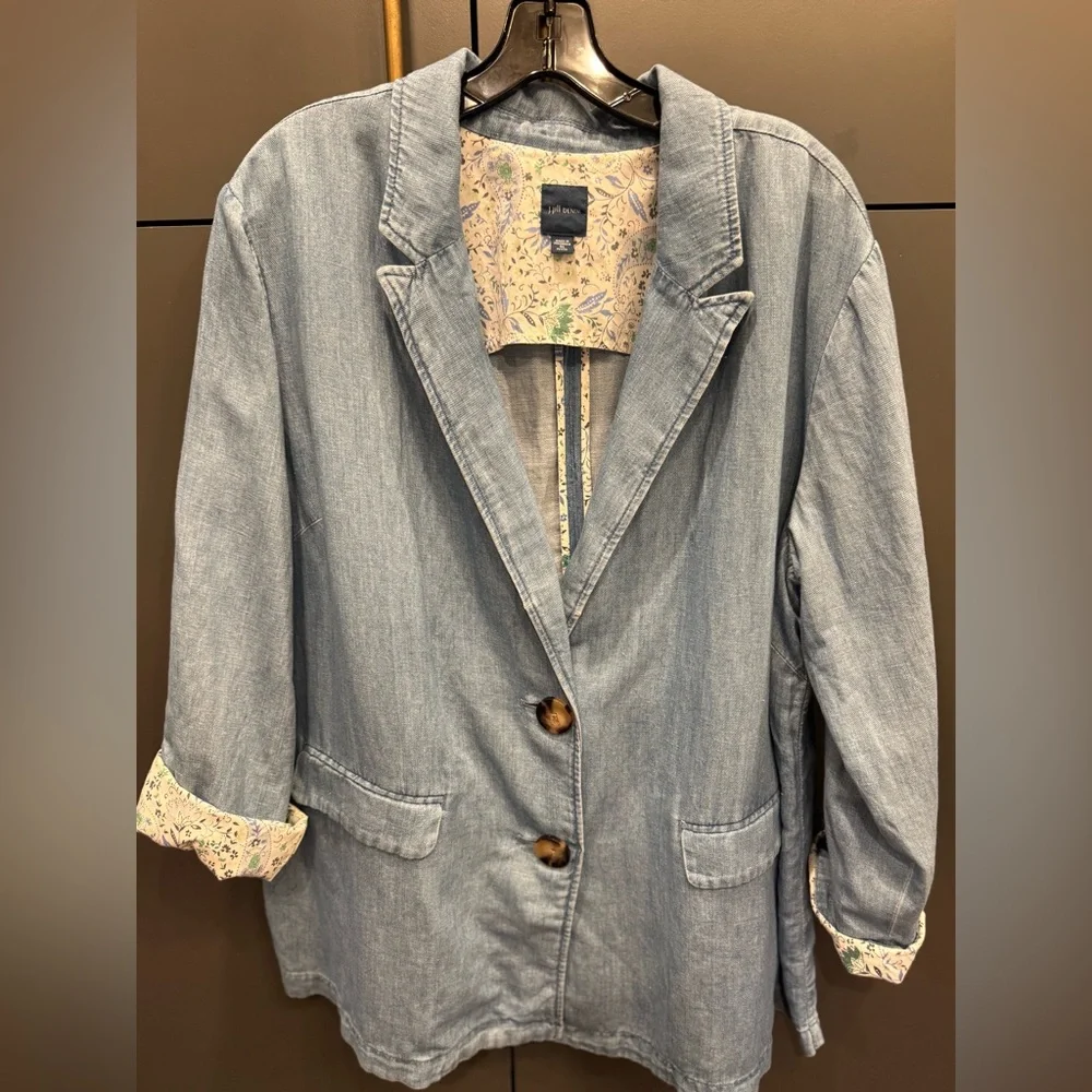 J. Jill Women’s Blue Denim Blazer Jacket – Cape Wash – Size XL Petite